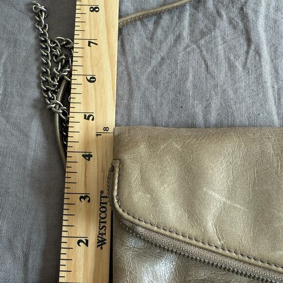 Hobo International Leather Clutch Crossbody Fits iPhone 16 Gray Brown - Picture 4 of 6